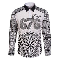 Personalised Tonga 676 Family Matching Off Shoulder Maxi Dress and Hawaiian Shirt Tribal Kupesi Ngatu Unique LT9 Dad's Shirt - Long Sleeve White - Polynesian Pride
