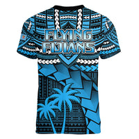 Fiji Rugby Women V Neck T Shirt Go Fijian Tapa Arty with World Cup Vibe LT9 - Polynesian Pride