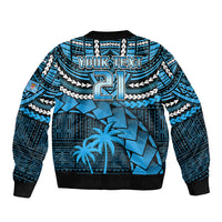 Custom Fiji Rugby Sleeve Zip Bomber Jacket Go Fijian Tapa Arty with World Cup Vibe LT9 - Polynesian Pride