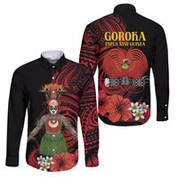 Huli Wigmen Tribe Hela Province Family Matching Summer Maxi Dress and Hawaiian Shirt Papua New Guinea Indigenous Pattern LT9 Dad's Shirt - Long Sleeve Black - Polynesian Pride