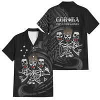 Skeleton Tribe Simbu Province Family Matching Puletasi and Hawaiian Shirt Papua New Guinea Indigenous Pattern LT9 Dad's Shirt - Short Sleeve Black - Polynesian Pride