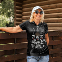 Skeleton Tribe Simbu Province Women Polo Shirt Papua New Guinea Indigenous Pattern LT9 - Polynesian Pride