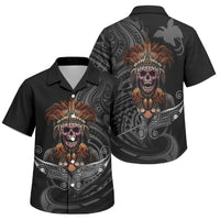 Mokomoko Tribe Eastern Highlands Province Family Matching Mermaid Dress and Hawaiian Shirt Papua New Guinea Indigenous Pattern LT9 Son's Shirt Black - Polynesian Pride