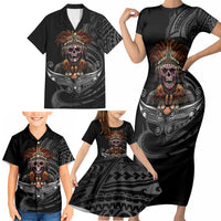 Mokomoko Tribe Eastern Highlands Province Family Matching Short Sleeve Bodycon Dress and Hawaiian Shirt Papua New Guinea Indigenous Pattern LT9 - Polynesian Pride
