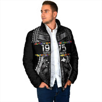 Independen Stet bilong Papua Niugini 1975 Padded Jacket Black Tribal Papua New Guinea Province Flag LT9 - Polynesian Pride