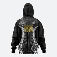 Independen Stet bilong Papua Niugini 1975 Zip Hoodie Black Tribal Papua New Guinea Province Flag LT9 - Polynesian Pride