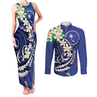 FSM Chuuk State Polynesian Shark Tattoo Personalised Couples Matching Tank Maxi Dress and Long Sleeve Button Shirt LT9 Blue - Polynesian Pride