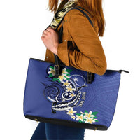 FSM Chuuk State Polynesian Shark Tattoo Personalised Leather Tote Bag LT9 Blue - Polynesian Pride