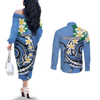 FSM Kosrae Polynesian Shark Tattoo Personalised Couples Matching Off The Shoulder Long Sleeve Dress and Long Sleeve Button Shirt LT9 - Polynesian Pride