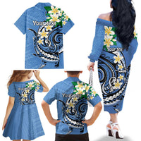 FSM Kosrae Polynesian Shark Tattoo Personalised Family Matching Off The Shoulder Long Sleeve Dress and Hawaiian Shirt LT9 - Polynesian Pride