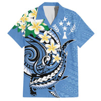 FSM Kosrae Polynesian Shark Tattoo Personalised Family Matching Off The Shoulder Long Sleeve Dress and Hawaiian Shirt LT9 Dad's Shirt - Short Sleeve Blue - Polynesian Pride