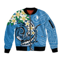FSM Yap State Polynesian Shark Tattoo Personalised Sleeve Zip Bomber Jacket LT9 Unisex Blue - Polynesian Pride
