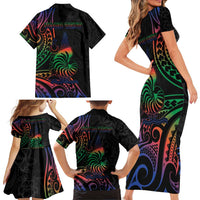 New Caledonia Polynesian Tatoo Personalised Family Matching Short Sleeve Bodycon Dress and Hawaiian Shirt LT9 - Polynesian Pride