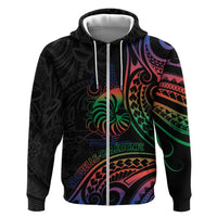 New Caledonia Polynesian Tatoo Personalised Hoodie LT9 Zip Hoodie Black - Polynesian Pride
