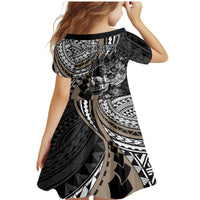 Personalised Polynesia Skull Family Matching Mermaid Dress and Hawaiian Shirt Tattoo In The Style Of Maori With Marine Life Gold LT9 - Polynesian Pride
