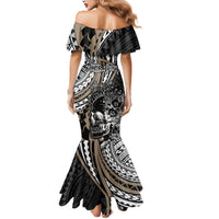 Personalised Polynesia Skull Mermaid Dress Tattoo In The Style Of Maori With Marine Life Gold LT9 - Polynesian Pride