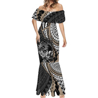 Personalised Polynesia Skull Mermaid Dress Tattoo In The Style Of Maori With Marine Life Gold LT9 - Polynesian Pride