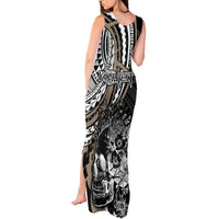 Personalised Polynesia Skull Tank Maxi Dress Tattoo In The Style Of Maori With Marine Life Gold LT9 - Polynesian Pride