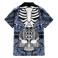 personalised-polynesia-skull-family-matching-off-shoulder-maxi-dress-and-hawaiian-shirt-with-boars-tusk-blue-arty-vibe