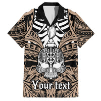 Personalised Polynesia Skull Family Matching Short Sleeve Bodycon Dress and Hawaiian Shirt With Boars Tusk Gold Arty Vibe LT9 Dad's Shirt - Short Sleeve Gold - Polynesian Pride