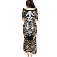 Personalised Polynesia Skull Puletasi With Boars Tusk Gold Arty Vibe LT9 - Polynesian Pride