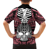 Personalised Polynesia Skull Hawaiian Shirt With Boars Tusk Pink Arty Vibe LT9 - Polynesian Pride