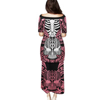Personalised Polynesia Skull Puletasi With Boars Tusk Pink Arty Vibe LT9 - Polynesian Pride