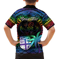 Personalised Fiji LGBT Family Matching Long Sleeve Bodycon Dress and Hawaiian Shirt Love Is Love Tapa Pattern Rainbow Water Color LT9 - Polynesian Pride