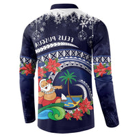 Felis Pusgua Guam Santa Button Sweatshirt Merry Christmas with Polynesian Tribal