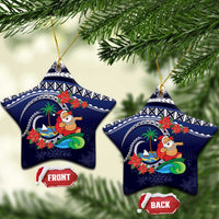 Felis Pusgua Guam Santa Ceramic Ornament Merry Christmas with Polynesian Tribal