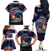 Felis Pusgua Guam Santa Family Matching Off The Shoulder Long Sleeve Dress and Hawaiian Shirt Merry Christmas with Polynesian Tribal LT9 - Polynesian Pride