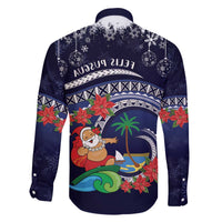 Felis Pusgua Guam Santa Family Matching Off The Shoulder Long Sleeve Dress and Hawaiian Shirt Merry Christmas with Polynesian Tribal LT9 - Polynesian Pride