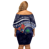 Felis Pusgua Guam Santa Family Matching Off Shoulder Short Dress and Hawaiian Shirt Merry Christmas with Polynesian Tribal LT9 - Polynesian Pride