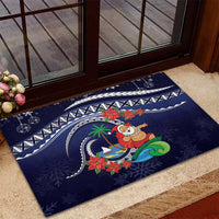 Felis Pusgua Guam Santa Rubber Doormat Merry Christmas with Polynesian Tribal