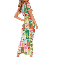 Mele Kalikimaka Hawaii Christmas Family Matching Short Sleeve Bodycon Dress and Hawaiian Shirt Funny Santan Hippie Style LT9 - Polynesian Pride