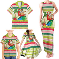 Mele Kalikimaka Hawaii Christmas Family Matching Tank Maxi Dress and Hawaiian Shirt Surfing Santa with Polynesian Tribal LT9 - Polynesian Pride