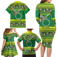 Meri Kiritimiti Cook Islands Christmas Family Matching Long Sleeve Bodycon Dress and Hawaiian Shirt Maroro Flying Fish and White Stars LT9 - Polynesian Pride