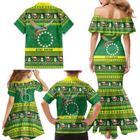Meri Kiritimiti Cook Islands Christmas Family Matching Mermaid Dress and Hawaiian Shirt Maroro Flying Fish and White Stars LT9 - Polynesian Pride