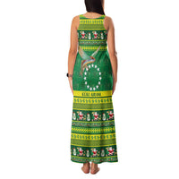 Meri Kiritimiti Cook Islands Christmas Family Matching Tank Maxi Dress and Hawaiian Shirt Maroro Flying Fish and White Stars LT9 - Polynesian Pride