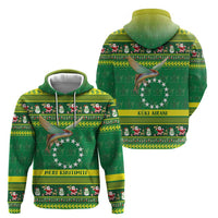 Meri Kiritimiti Cook Islands Christmas Zip Hoodie Maroro Flying Fish and White Stars
