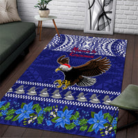 American Samoa Christmas Area Rug Manuia le Kerisimasi Polynesian Tribal LT9 Blue - Polynesian Pride