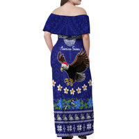 American Samoa Christmas Off Shoulder Maxi Dress Manuia le Kerisimasi Polynesian Tribal LT9 - Polynesian Pride