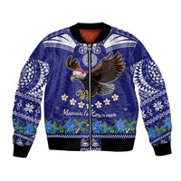 Personalised American Samoa Christmas Bomber Jacket Manuia le Kerisimasi Polynesian Tribal LT9 Unisex Blue - Polynesian Pride