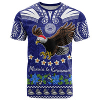 Personalised American Samoa Christmas T Shirt Manuia le Kerisimasi Polynesian Tribal LT9 Blue - Polynesian Pride