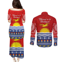 Kiribati Christmas Couples Matching Puletasi Dress and Long Sleeve Button Shirt Tekeraoi n Te Tiritimati Polynesian Tribal LT9 - Polynesian Pride