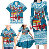 Fijian Tagimoucia Flowers Family Matching Long Sleeve Bodycon Dress and Hawaiian Shirt Christmas Coquette bow LT9 - Polynesian Pride