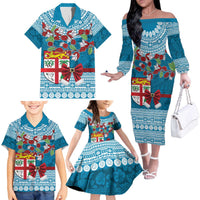 Fijian Tagimoucia Flowers Family Matching Off The Shoulder Long Sleeve Dress and Hawaiian Shirt Christmas Coquette bow LT9 - Polynesian Pride