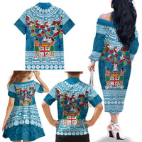 Fijian Tagimoucia Flowers Family Matching Off The Shoulder Long Sleeve Dress and Hawaiian Shirt Christmas Coquette bow LT9 - Polynesian Pride