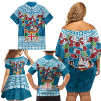 Fijian Tagimoucia Flowers Family Matching Off Shoulder Short Dress and Hawaiian Shirt Christmas Coquette bow LT9 - Polynesian Pride