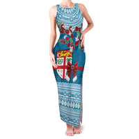 Fijian Tagimoucia Flowers Family Matching Tank Maxi Dress and Hawaiian Shirt Christmas Coquette bow LT9 Mom's Dress Blue - Polynesian Pride